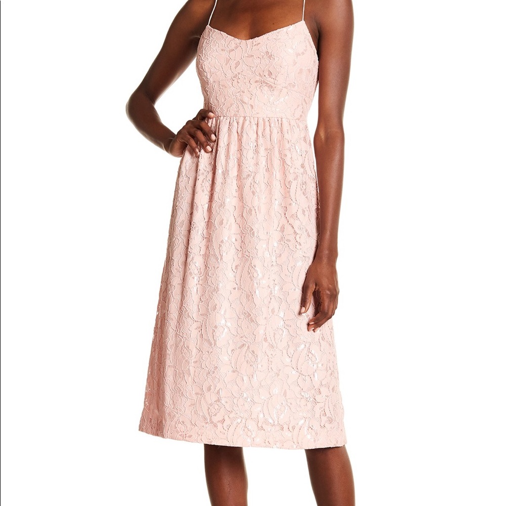 CeCe by Cynthia Steffe lace midi dress, rose, sz6